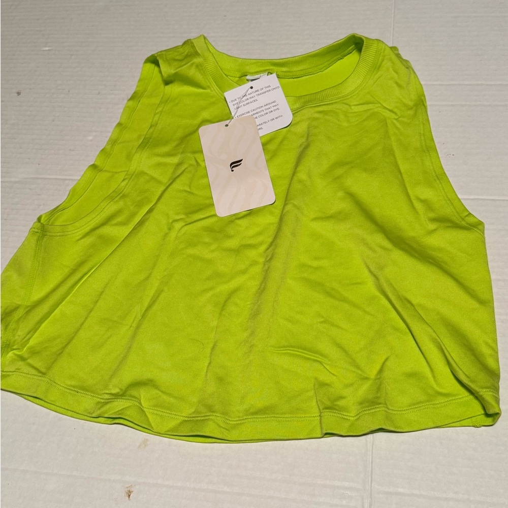 Fabletics Gia Cropped Seamless Tank Top Women's Lime Green Medium
